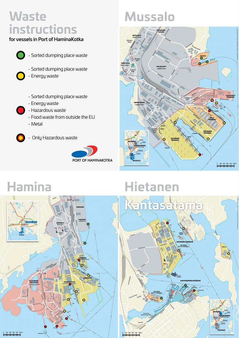 HaminaKotka Satama jätehuoltokartta kesäkuu 2020 kaikki satamanosat