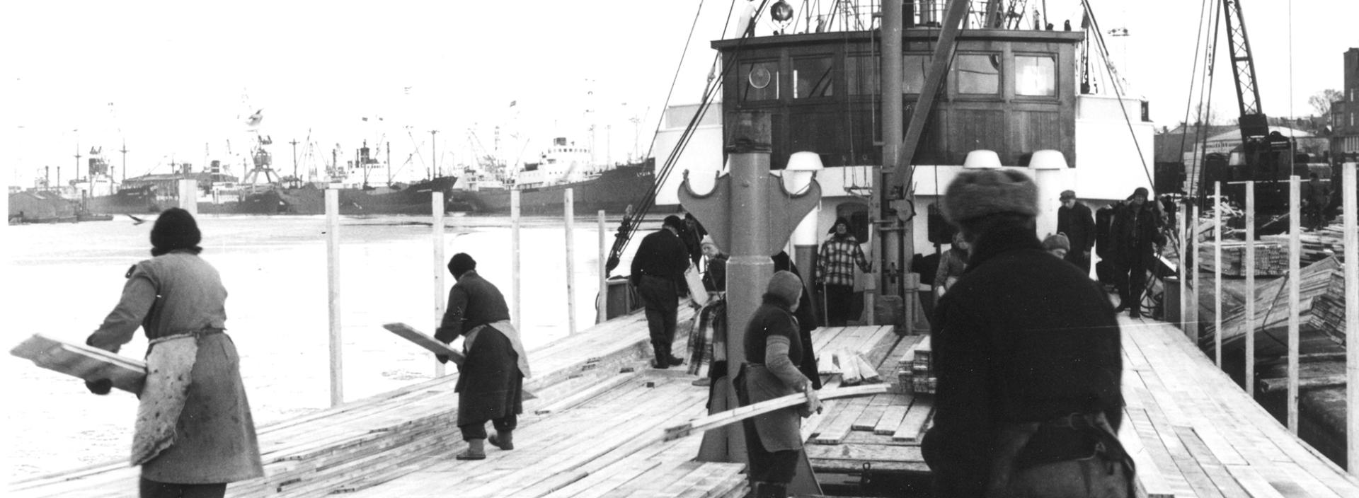HaminaKotka Satama puutavaran lastausta 1959