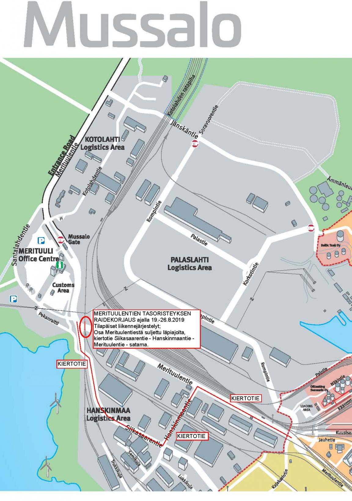 HaminaKotka Satama tilapäiset liikennejärjestelyt kartta